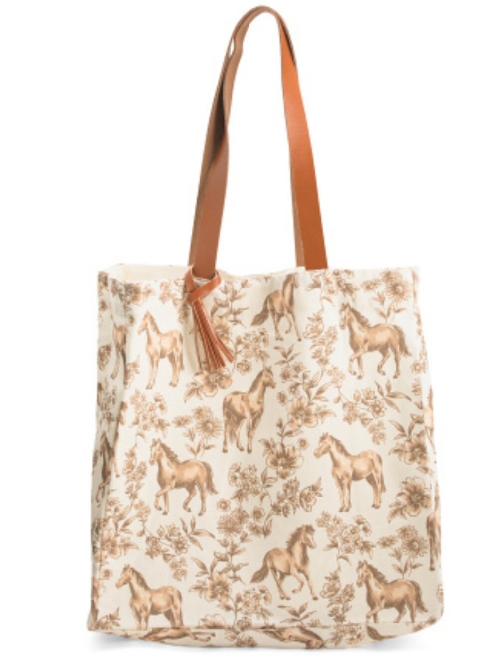 Nwt The Farmhouse By Rachel Ashwell Horse Print Canvas Tote Bag